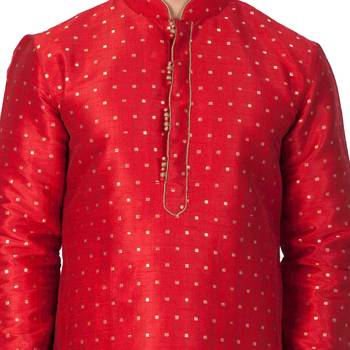 Men'S Maroon Silk Blend Kurta Pyjama Set 3