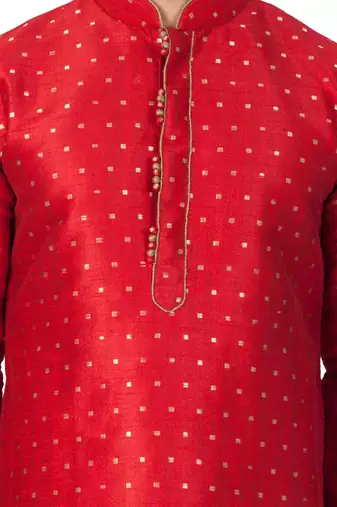 Men'S Maroon Silk Blend Kurta Pyjama Set