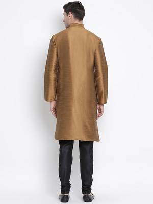 Brown Silk Blend Kurta Pyjama Set 4