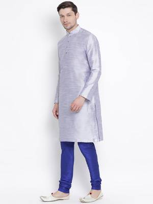 Light Blue Silk Blend Kurta Pyjama Set 2