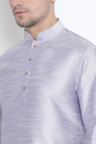 Light Blue Silk Blend Kurta Pyjama Set