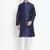 Dark Blue Silk Blend Kurta Pyjama Set