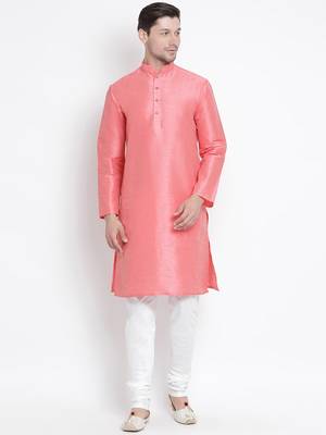Pink Silk Blend Kurta Pyjama Set 1