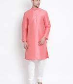 Pink Silk Blend Kurta Pyjama Set