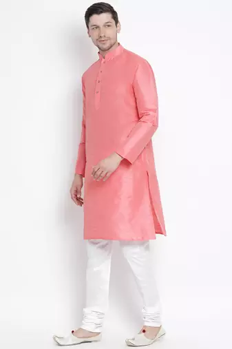 Pink Silk Blend Kurta Pyjama Set