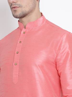 Pink Silk Blend Kurta Pyjama Set 3