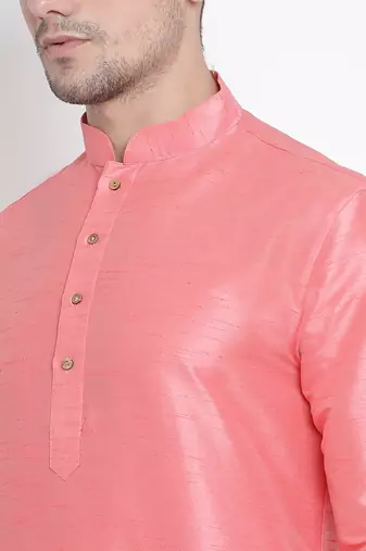 Pink Silk Blend Kurta Pyjama Set