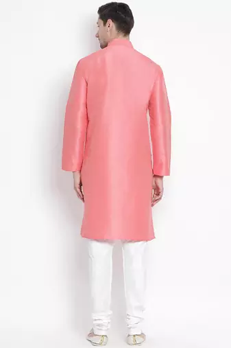 Pink Silk Blend Kurta Pyjama Set