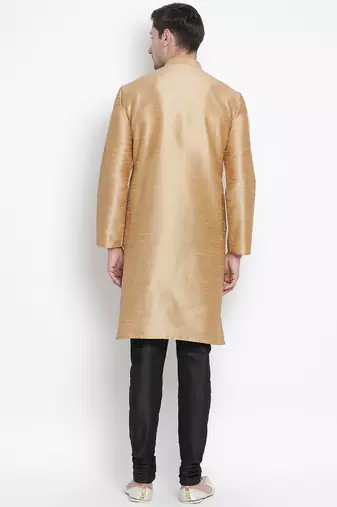 Gold Silk Blend Kurta Pyjama Set