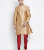 Gold Silk Blend Kurta Pyjama Set