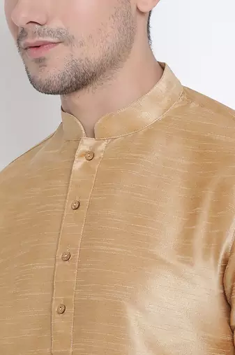 Gold Silk Blend Kurta Pyjama Set