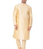 Gold Silk Blend Kurta Pyjama Set