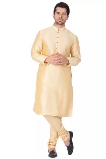 Gold Silk Blend Kurta Pyjama Set