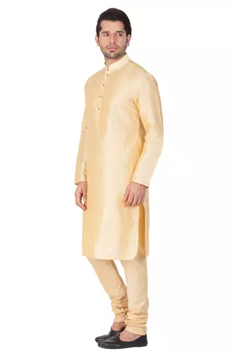 Gold Silk Blend Kurta Pyjama Set