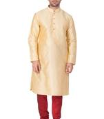 Gold Silk Blend Kurta Pyjama Set