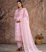 Pink Linen Cotton Embroidered Readymade Trouser Pant Suit
