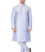 Light Blue Silk Blend Kurta Pyjama Set