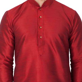 Maroon Silk Blend Kurta Pyjama Set 3