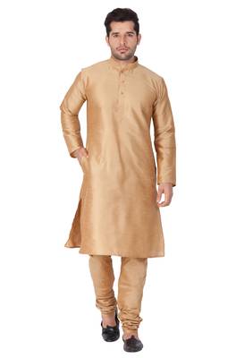 Gold Silk Blend Kurta Pyjama Set 2