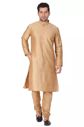 Gold Silk Blend Kurta Pyjama Set