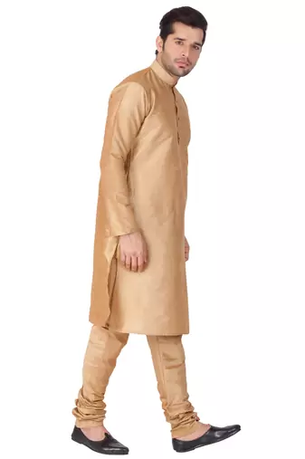 Gold Silk Blend Kurta Pyjama Set