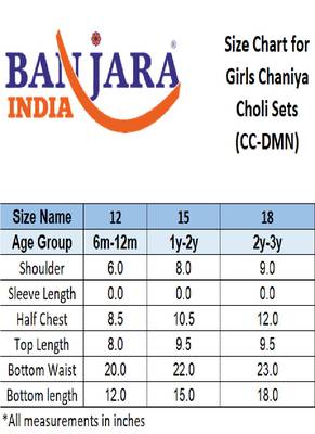 Banjara India Kutchi Embroidered Girls Chaniya Choli with Dupatta (CC-DMN) - Red 5