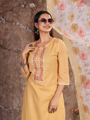 Yellow Linen Cotton Embroidered Readymade Trouser Pant Suit 5