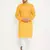 Yellow And White Cotton Blend Kurta Pyjama Set