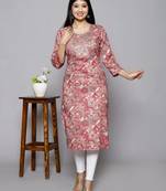Cotton embroidery work straight kurta