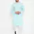Men'S Aqua Blue And White Cotton Kurta Pyjama Set