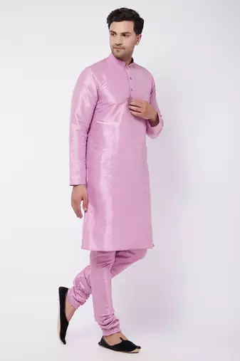 Onion Pink Silk Blend Kurta Pyjama Set