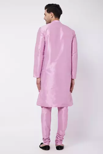 Onion Pink Silk Blend Kurta Pyjama Set