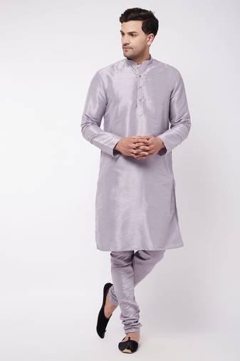 Men'S Lavander Silk Blend Kurta Pyjama Set