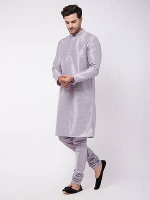 Lavander Silk Blend Kurta Pyjama Set 2