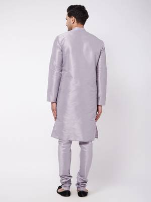 Lavander Silk Blend Kurta Pyjama Set 3