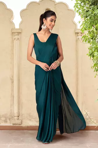 Trendmalls  Ready to Wear Georgette Solid Saree With Embroidery Belt