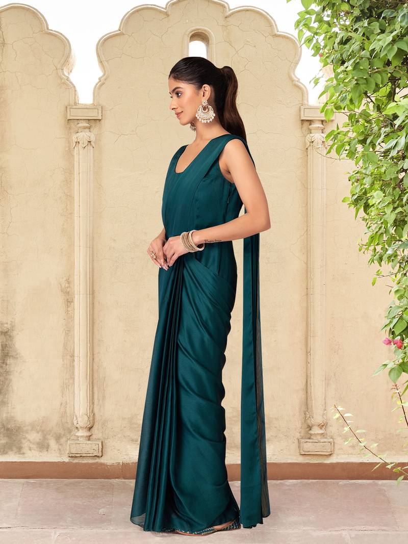 Trendmalls  Ready to Wear Georgette Solid Saree With Embroidery Belt