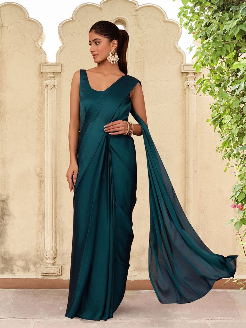 Trendmalls  Ready to Wear Georgette Solid Saree With Embroidery Belt