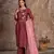 Maroon Silk Cotton Embroidered Readymade Trouser Pant Suit