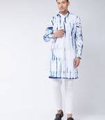 Blue And White Pure Cotton Kurta Pyjama Set