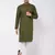 Green And White Cotton Linen Kurta Pyjama Set