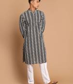 Black And White Pure Cotton Kurta Pyjama Set