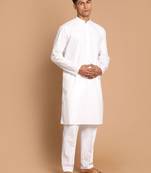 White Pure Cotton Kurta Pyjama Set