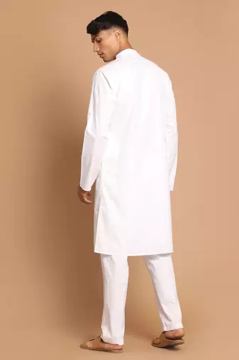 White Pure Cotton Kurta Pyjama Set