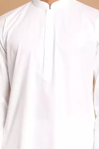 White Pure Cotton Kurta Pyjama Set