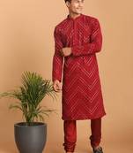 Maroon Georgette Kurta Pyjama Set