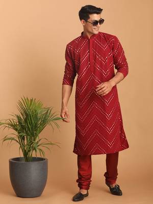 Maroon Georgette Kurta Pyjama Set 2