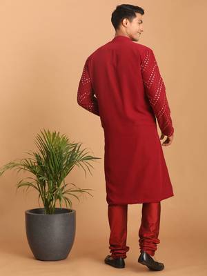 Maroon Georgette Kurta Pyjama Set 3