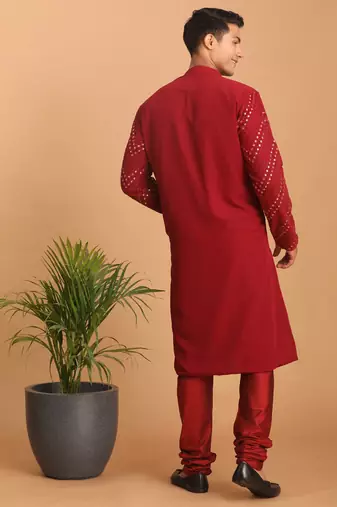 Maroon Georgette Kurta Pyjama Set