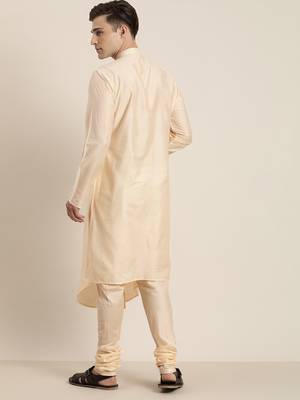 Cream Viscose Blend Kurta Pyjama Set 3